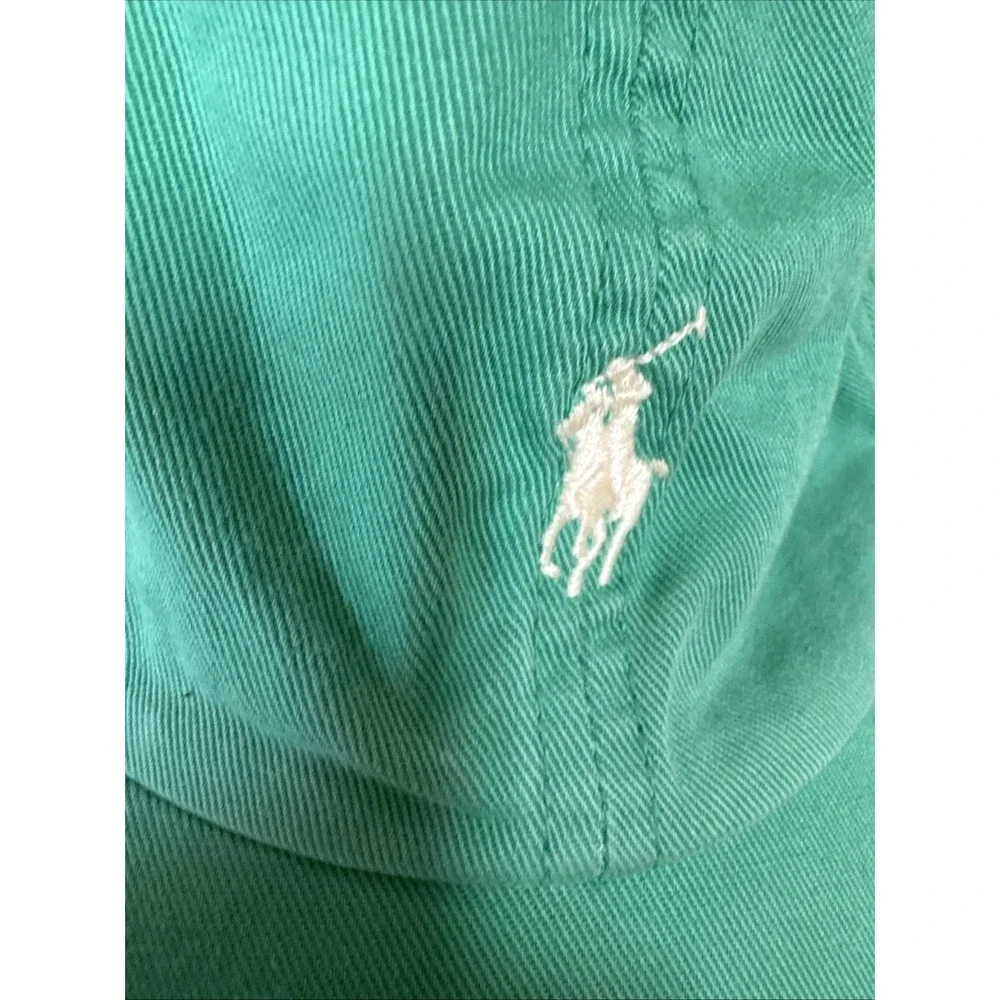 Vintage 80s Polo Ralph Lauren Green Strap Back Hat Cap 100% Cotton